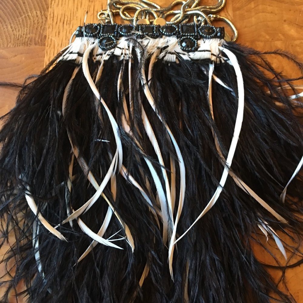 MOO ROO Black n White Feathered Purse